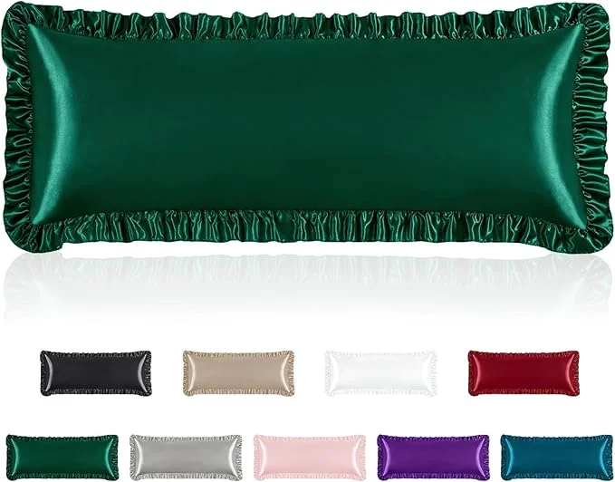 Practical Homiest Ruffle Satin Body Pillow Cover Silky Satin Body Pillowcase Flexible