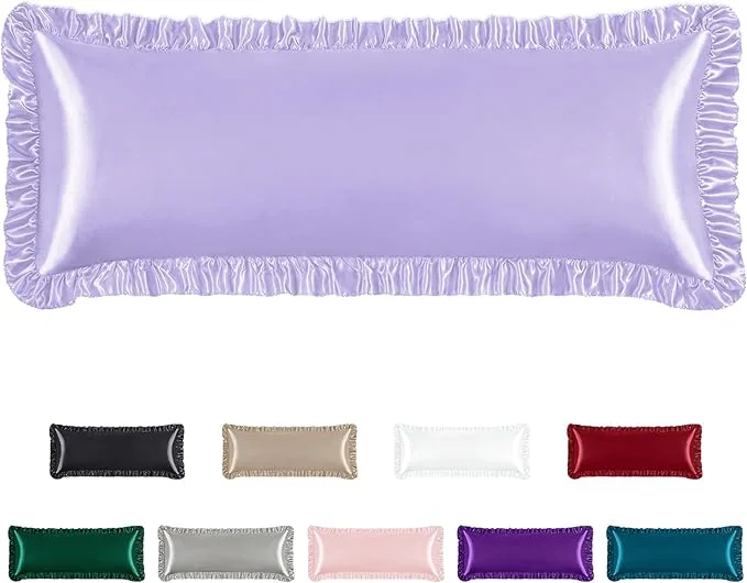 High-Grade Homiest Ruffle Satin Body Pillow Cover Silky Satin Body Pillowcase High-Performance