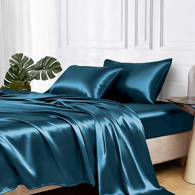 Casual MR HM Satin Bed Sheets Queen Size Sheets Set Organic
