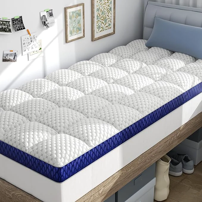 High-Grade BEDELITE Twin XL Mattress Topper 3 Inch Thick Mattress Pad Plush Pillow Top Pure