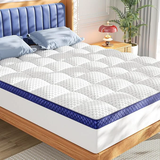 Pure BEDELITE King Mattress Topper 3 Inch Thick Mattress Pad Plush Pillow Top Bed Traditional