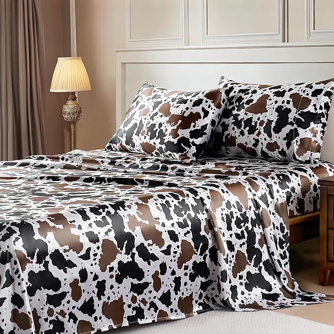 Environmentally Friendly MR HM Satin Bed Sheets with Elastic Corner Straps Queen Size Sheets Set Minimalist
