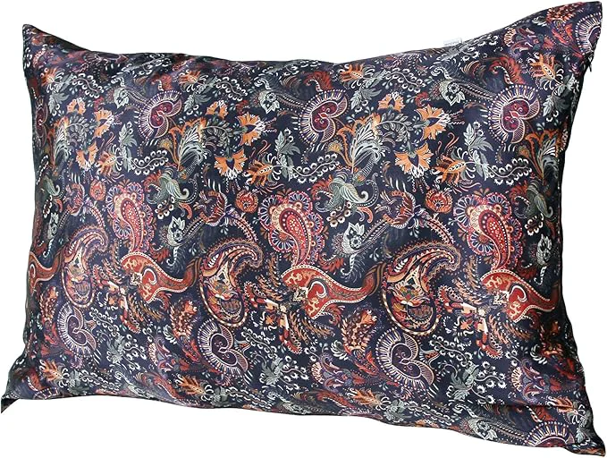 High-Performance MANSPHIL Purple Paisley Silk Pillowcases King Size Bohomian Brown Floral Convenient
