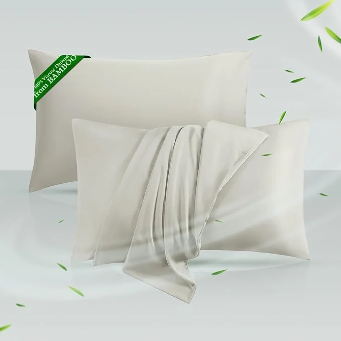 Fine Crafted Cooling Pillowcases King Size Set of 2 Viscose Derived from Bamboo Modern