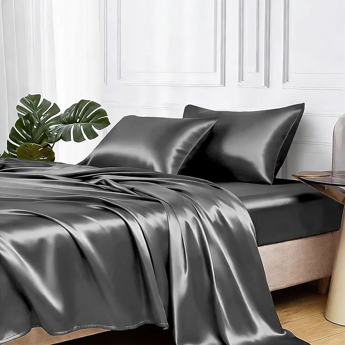 Soft MR HM Satin Bed Sheets Queen Size Sheets Set Long-Lasting
