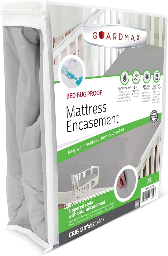 Natural Guardmax Jersey Knitted Crib Size Zippered Mattress Encasement Reusable