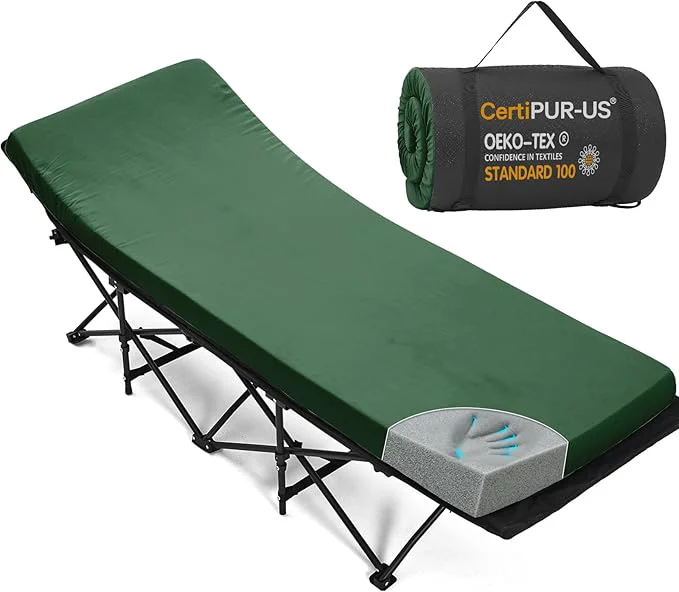 High-Quality CYMULA Camping Cot Mattress 2in Memory Foam Sleeping Pad Soft Warm Non-Slip Comfortable