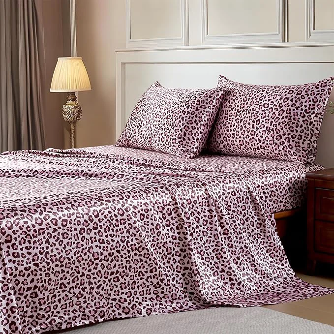 Organic MR HM Satin Bed Sheets with Elastic Corner Straps Queen Size Sheets Set Luxury