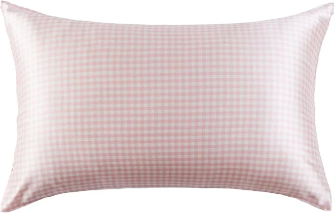 Verified THXSILK Pink Plaid Style 6A Grade Mulberry Silk Pillowcase Long-Lasting