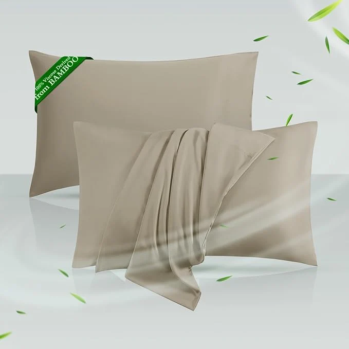 High-Grade Cooling Pillowcases Standard Size Set of 2 Viscose Derived from Bamboo Refined