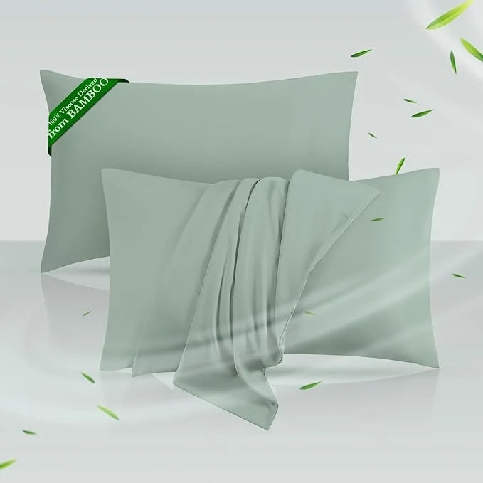 Easy-to-Use Cooling Pillowcases Queen Size Set of 2 Viscose Derived from Bamboo Flexible