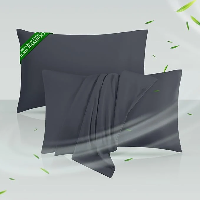 Contemporary Cooling Pillowcases Standard Size Set of 2 Viscose Derived from Bamboo Unique