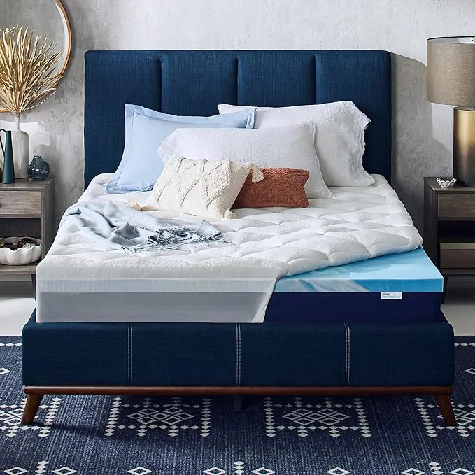 Stylish Sleep Innovations Cooling Comfort Gel Memory Foam Dual Layer Mattress Topper Next-Generation