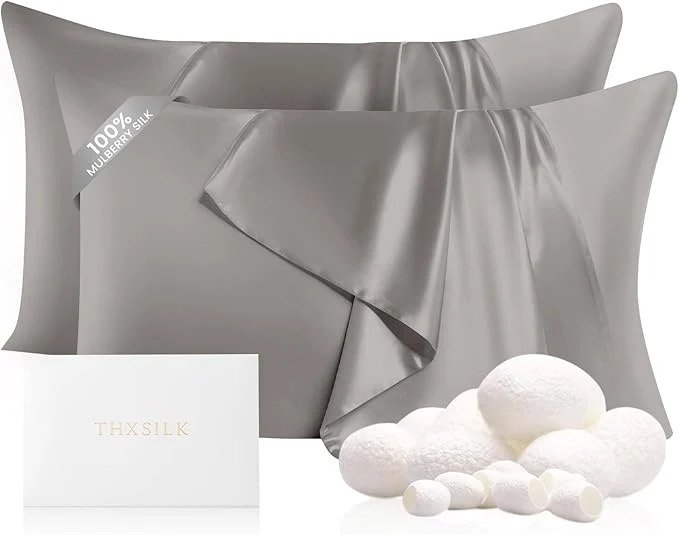Pure THXSILK Set of 2 Natural Mulberry Silk Pillowcases Carefully Designed