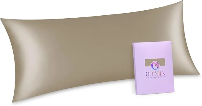 Professional OLESILK Silk Body Pillowcase 20×54 Zippered Mulberry Silk Fine Crafted