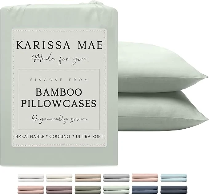 Trusted Karissa Mae Cooling Bamboo Viscose Queen Size Pillowcase Set FSC High-End