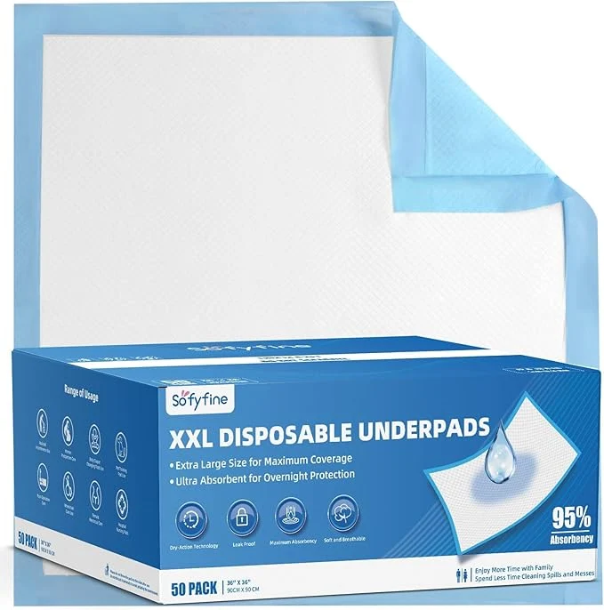 Reusable SOFYFINE 50 Count Extra Large Chucks 36 x36 Thicken Elderly Adults Breathable