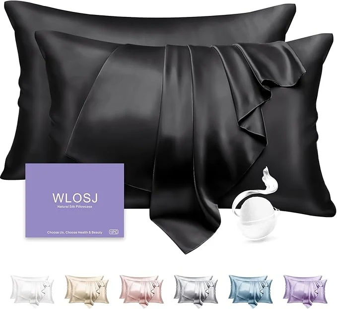 Excellent Silk Pillow Cases 2 Pack Standard Size Mulberry Silk Pillowcase Set of 2 Easy-to-Use