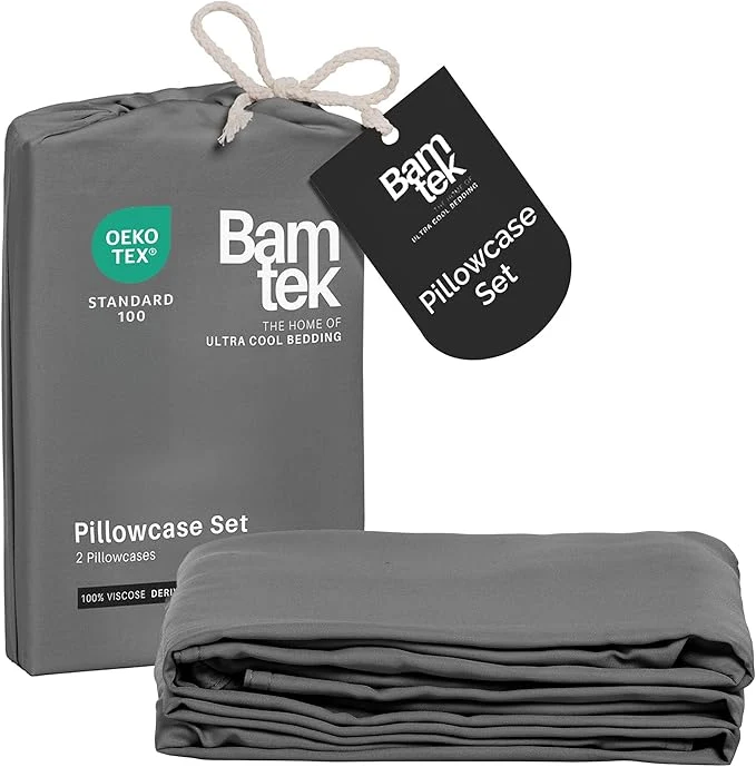 Relaxed Pillow Cases Queen Size Set of 2 Pillowcases Viscose Derived from Bamboo Minimalist