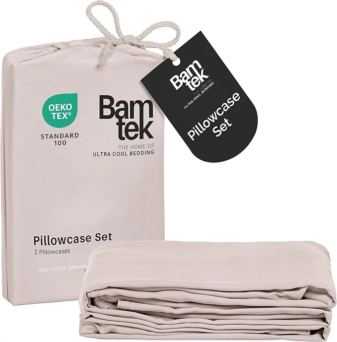 Exceptional Pillow Cases King Size Set of 2 Pillowcases Viscose from Bamboo Cooling Genuine