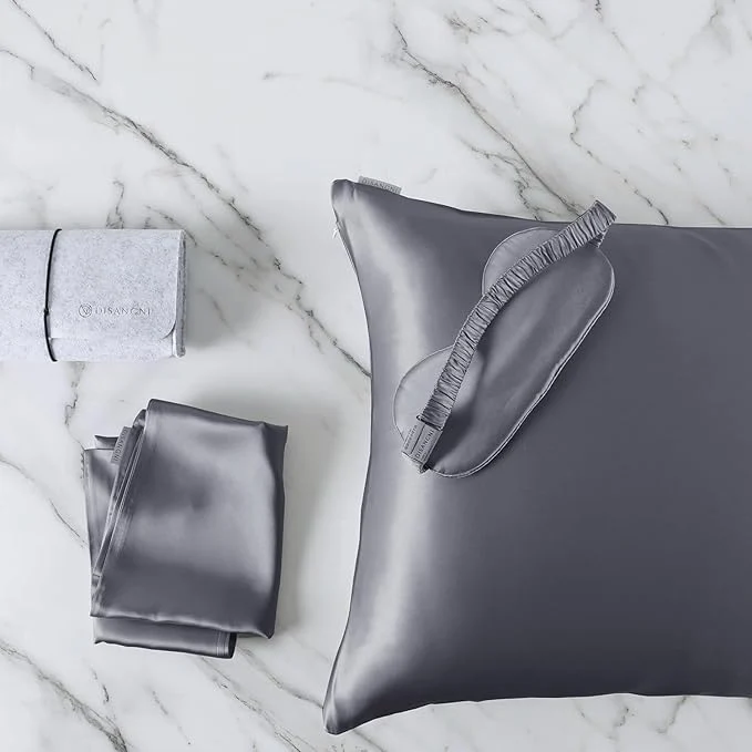 Soft DISANGNI Silk Set 22 Momme Natural Mulberry Silk Pillow Case Eye Mask Sustainable