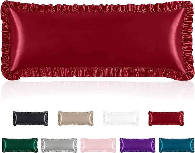 Minimalist Homiest Ruffle Satin Body Pillow Cover Silky Satin Body Pillowcase Consistent