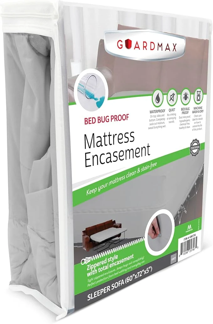 Eco-Friendly Guardmax Jersey Knitted Sleeper Sofa Zippered Mattress Encasement Safe