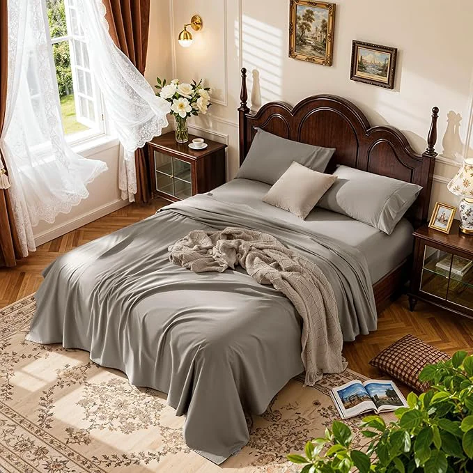 Outstanding LBRO2M 1000 Thread Count Egyptian Cotton Sheets Set California King Size Prestigious