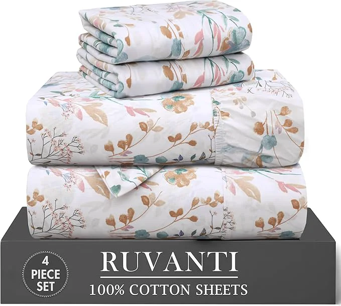 User-Friendly RUVANTI 4 Pcs Cotton Sheets Consistent