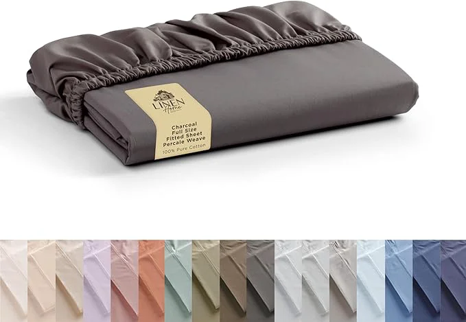 First-Class Linen Home Cotton Percale Weave Fitted Sheet Full Size 1 Deep Pocket Quality