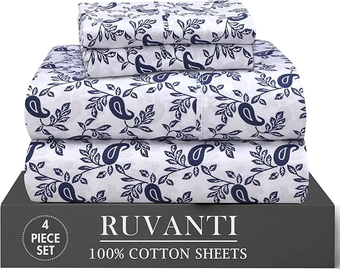 Premium RUVANTI 4 Pcs Cotton Sheets Long-Lasting