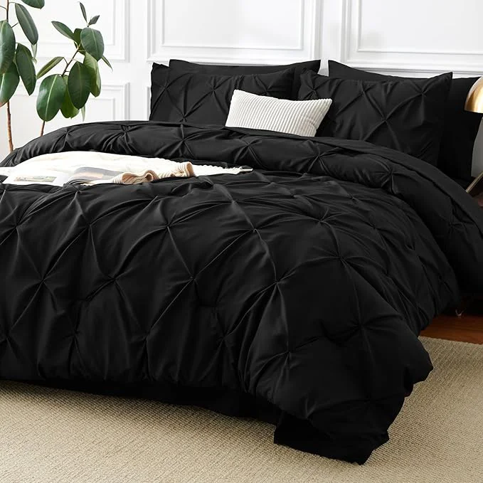 Solid CozyLux California King Comforter Set Black Sophisticated