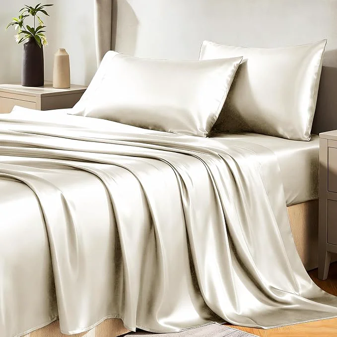 High-Performance CozyLux Satin Sheets Queen Size Bed Set World-Class