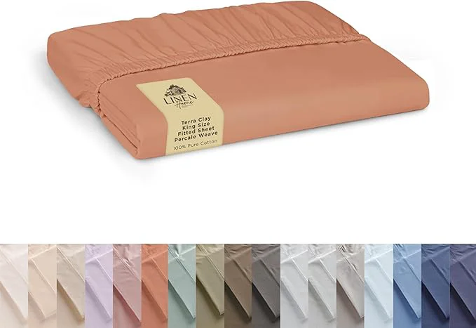 Prestigious Linen Home Cotton Percale Weave King Fitted Sheet Only Organic