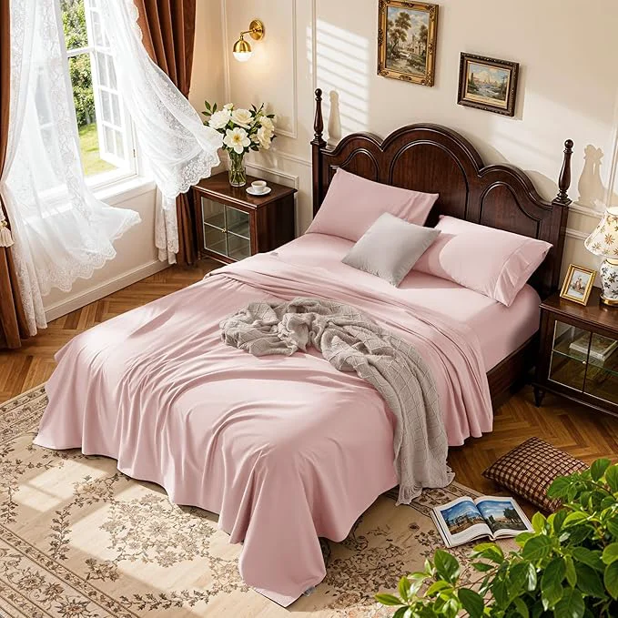 Exclusive LBRO2M Cotton Sheets Set Deep Pocket 19 1000 Thread Count Full Size 4 Detailed