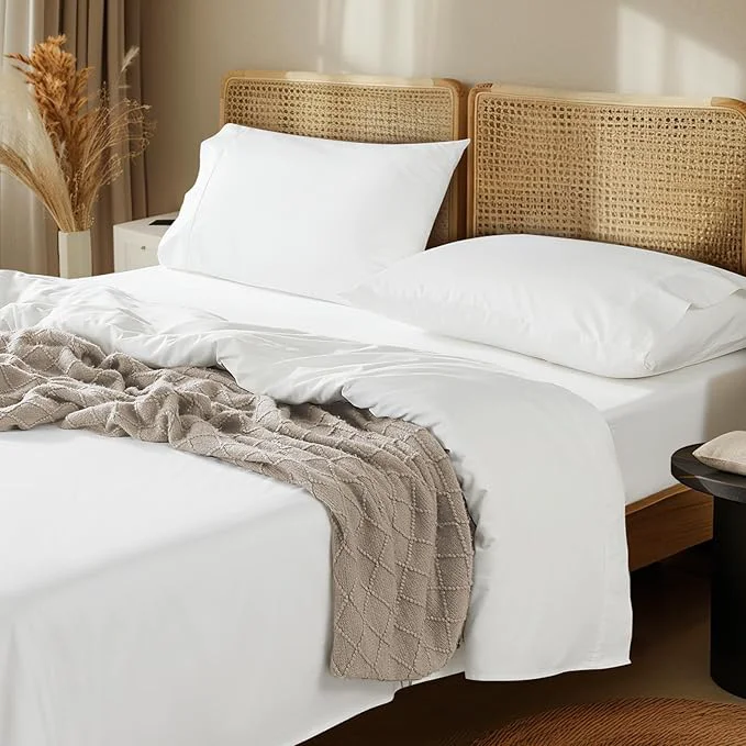 Safe LBRO2M 1000 Thread Count Egyptian Cotton Sheets Set Twin 3 Piece Sets Bed Efficient