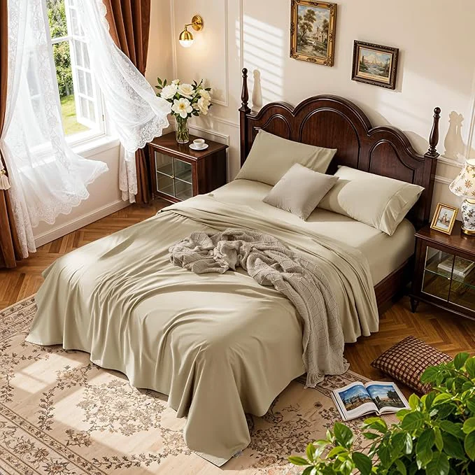 Flexible LBRO2M 1000 Thread Count Egyptian Cotton Sheets Set Clifornia King Recyclable