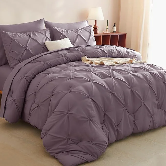 Next-Generation CozyLux Full Size Comforter Sets Grayish Purple 7 Pieces Bed in A Bag Purple High-Quality