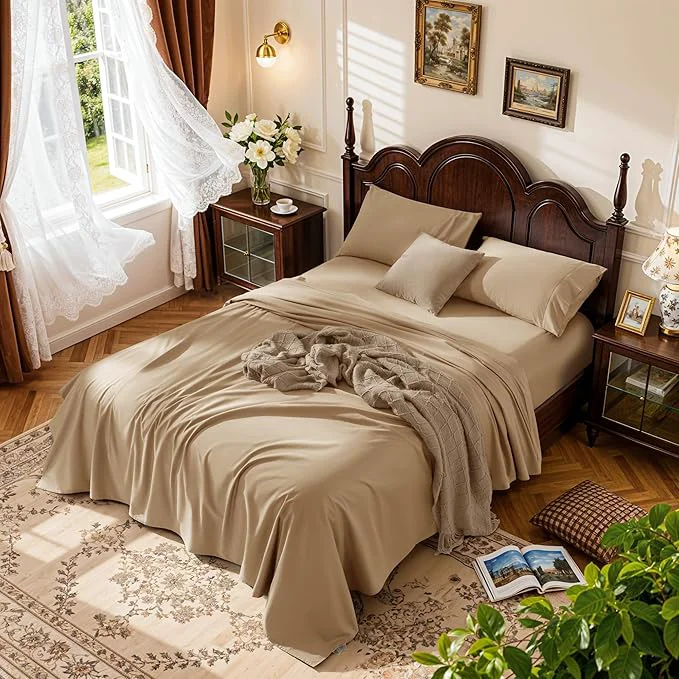 Efficient LBRO2M 1000 Thread Count Egyptian Cotton Sheets Set Full Size 4 Piece Exclusive