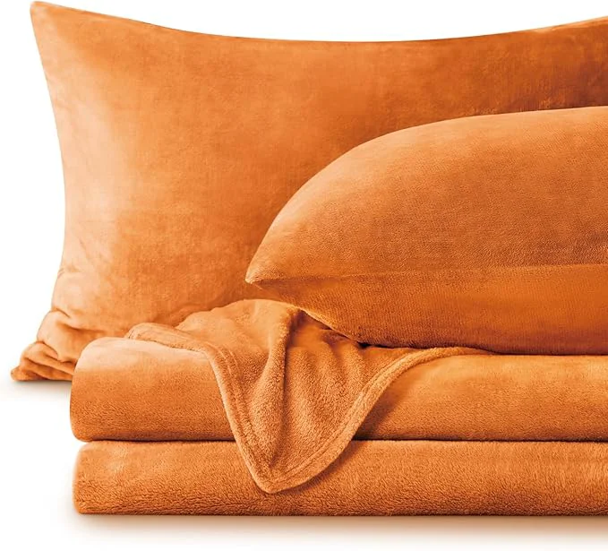 Clean BEDELITE Flannel Sheets Queen Size Burnt Orange Certified