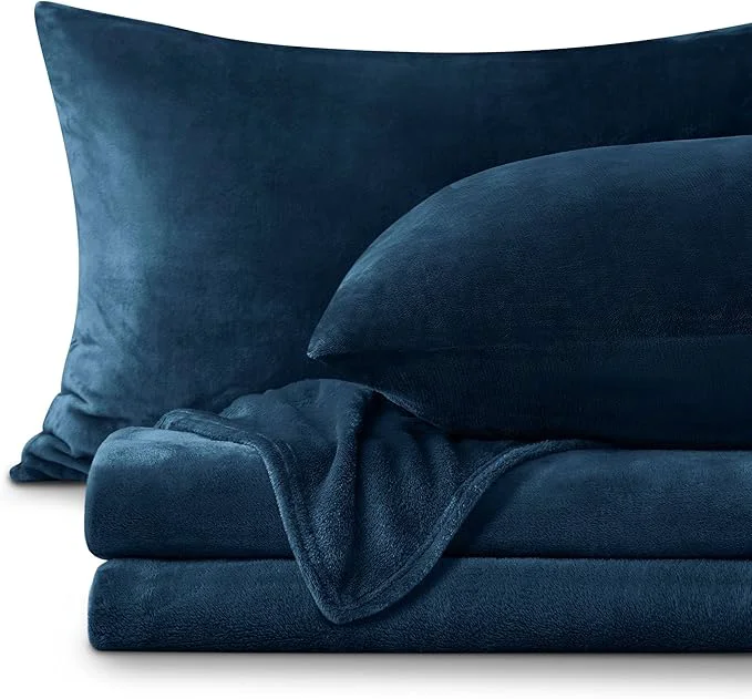 First-Class BEDELITE Flannel Sheets Queen Size Navy Luxury