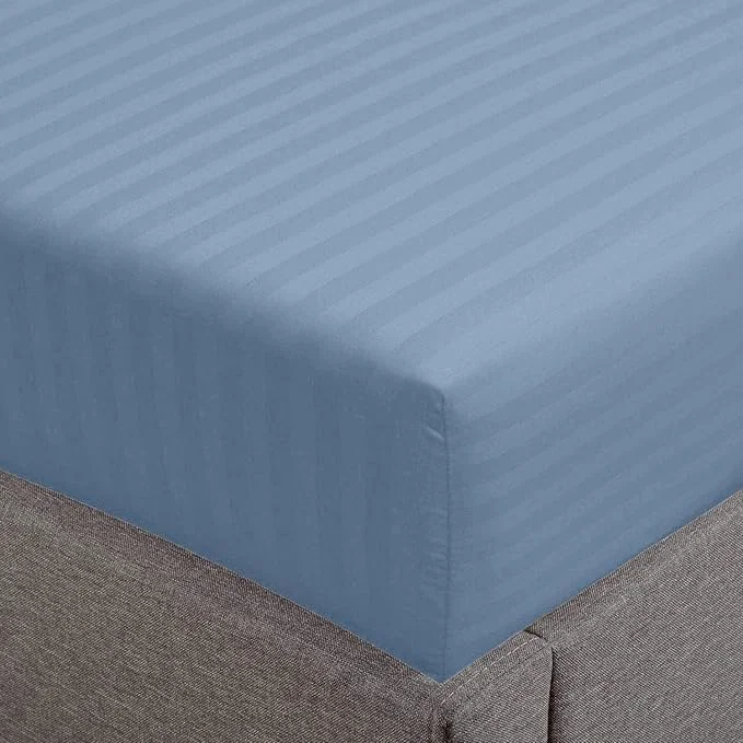 Recyclable Feather Stitch 1 PC Fitted Sheet California King Size Cotton Damask Sophisticated