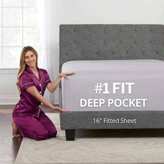 Relaxed 16 Fitted Bed Sheets Deep Pocket Full Size Fit 14 18 Mattresses Soft