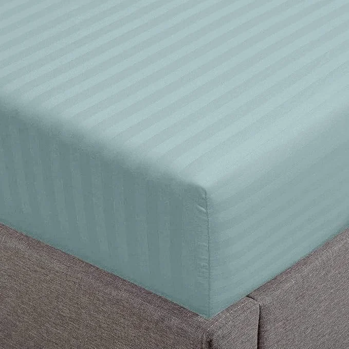 Genuine Feather Stitch 1 Piece Fitted Sheet Full Size Cotton Damask Sateen Weave Consistent