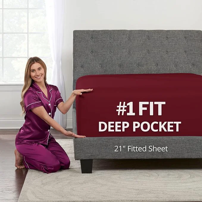 High-Grade Deep Fitted Sheets King – King Size Fitted Sheet Only Deep Pocket – 21 King Effective