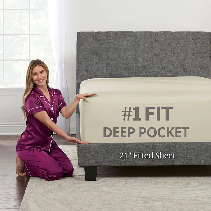 High-Grade DeaLuxe Deep Pocket Queen Fitted Sheet – 17 Versatile