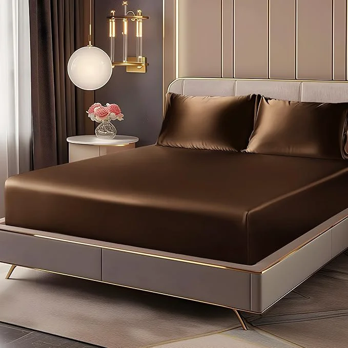 Trusted BEDELITE Satin Fitted Sheet and Pillowcase Set Luxury Soft Similar to Silk High-Quality