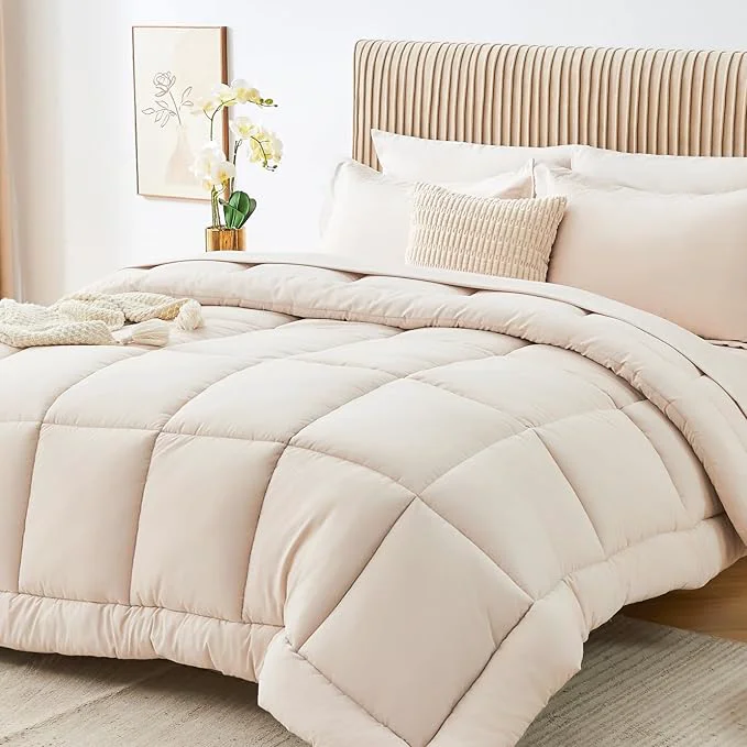 Lightweight Sasttie Oversized Queen Comforter Set 7 Pieces Extra Large Bed in a Bag Prestigious