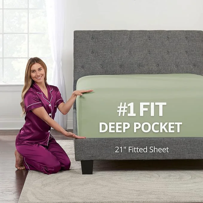 Advanced California King Fitted Sheet Deep Pocket – Cal King Fitted Sheet Only – 21 Cal Original