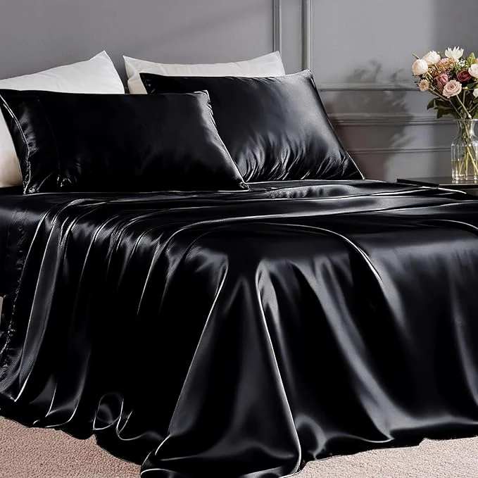 Soft FreshCulture Satin Sheets Twin XL Bed Set Recyclable